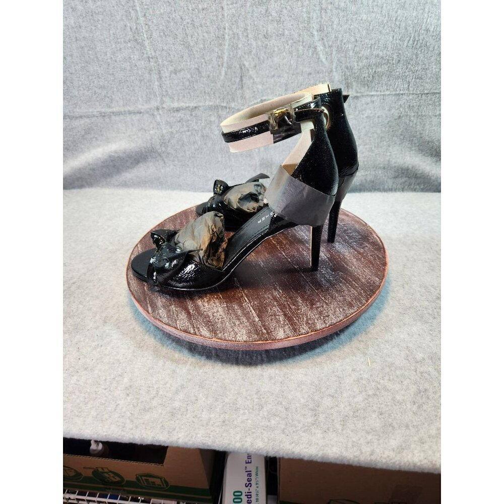 Marc Fisher Brodie Black Patent Leather Bow Heeled Sandals Size 9M - Picture 5 of 9